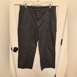 Prana Wide Leg Pants Size 14 pockets Utility Gray Organic Cotton Stretch